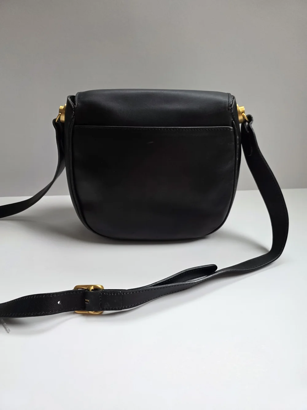Vintage ESCADA Black Leather Saddle Crossbody Bag